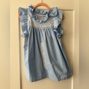 Mi Golondrina High Neck Embroidered Ruffle Top